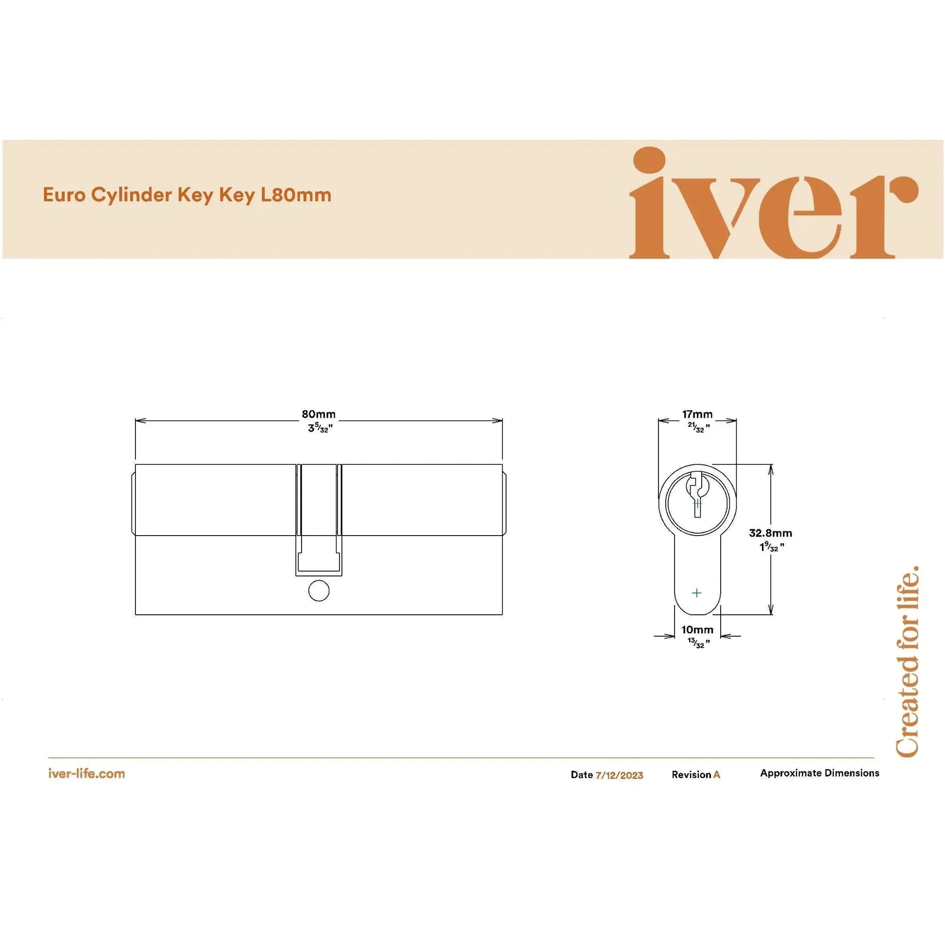 SDG Euro Cylinder Dual Function 5 Pin Brushed Brass L80mm
