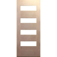 Solid Exterior Bush Fire 4 Horizontal Glass Panel Door