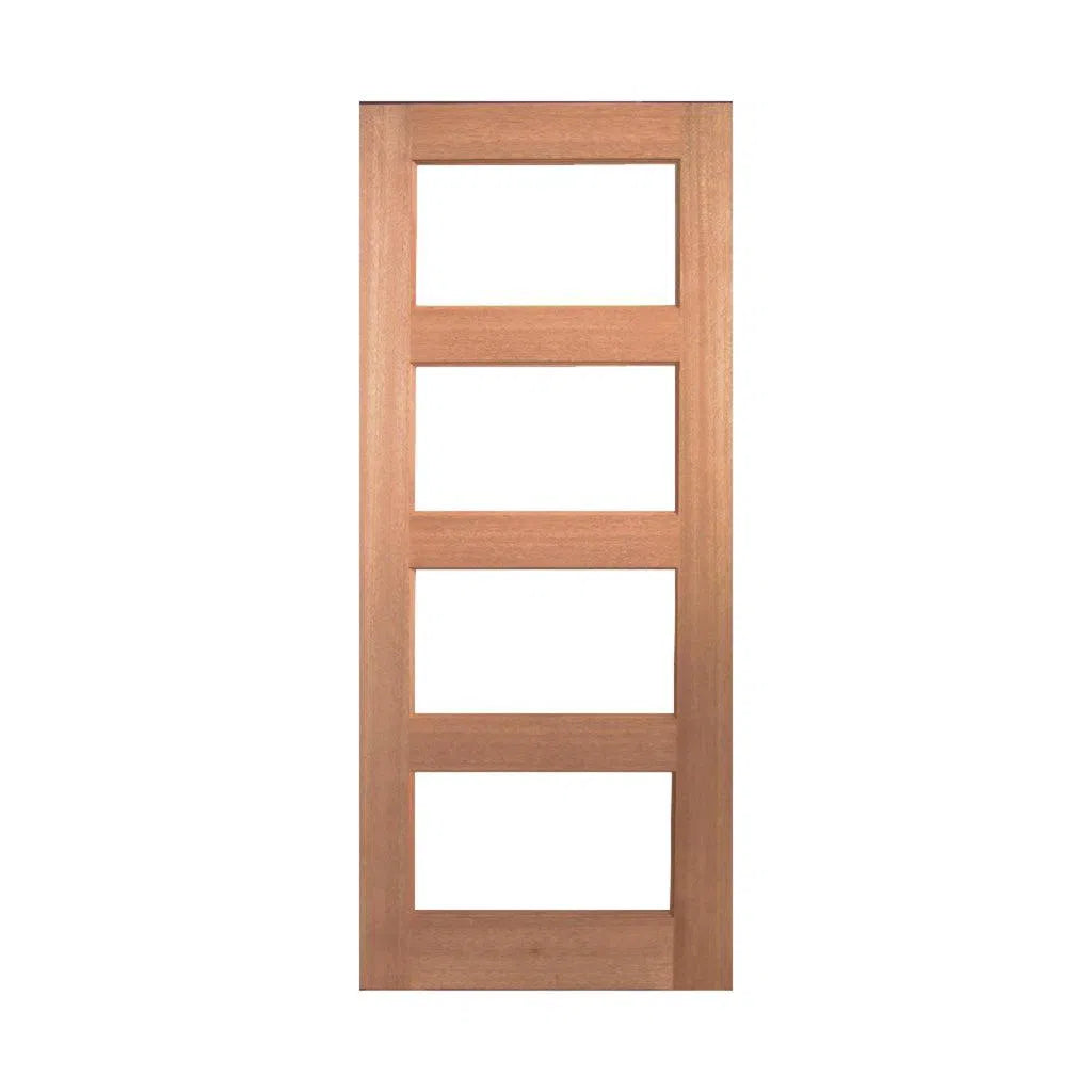 Solid Exterior Horizontal 4 Glass Panel Door