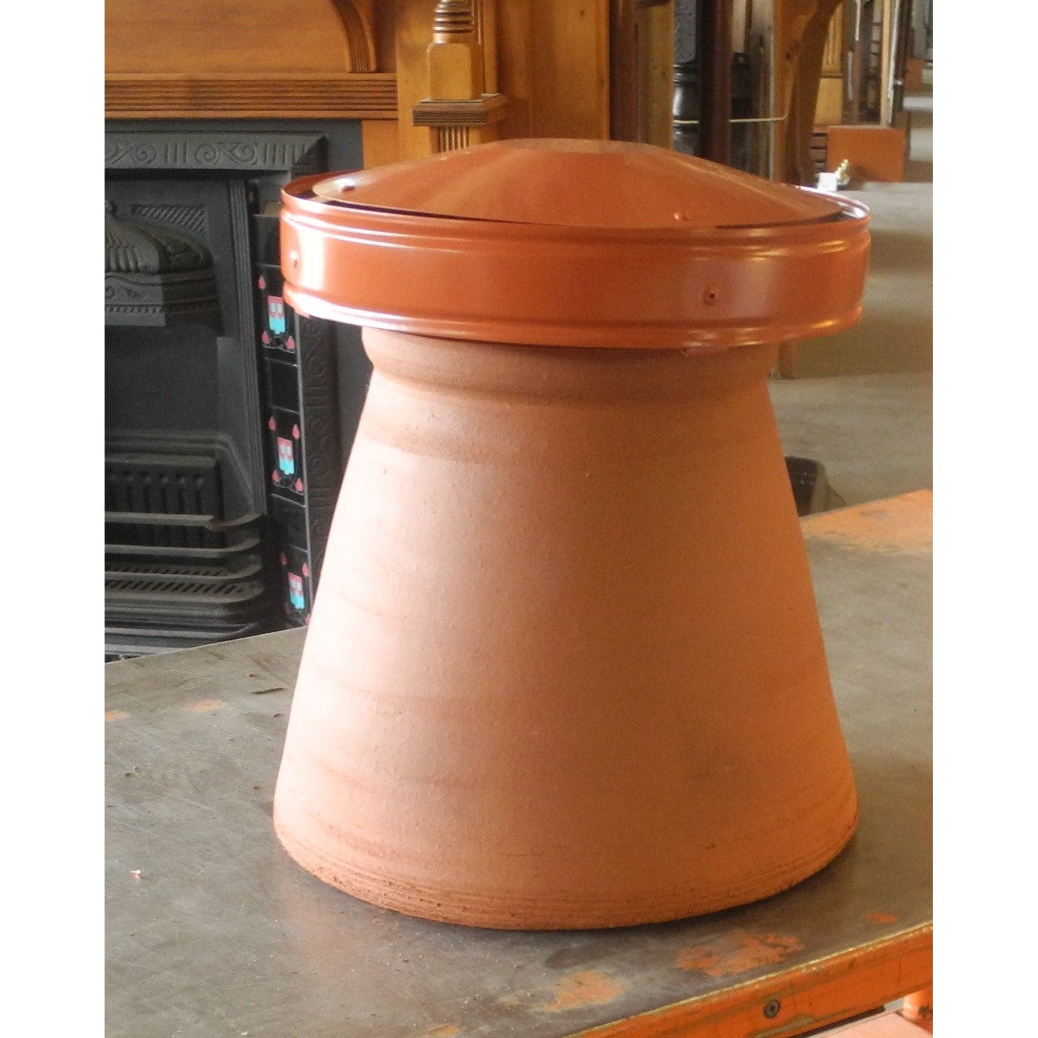 Terracotta Clay Pot with Powder Coated Gas Cowl