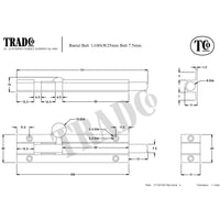 Tradco Barrel Bolt Matt Black L100mm