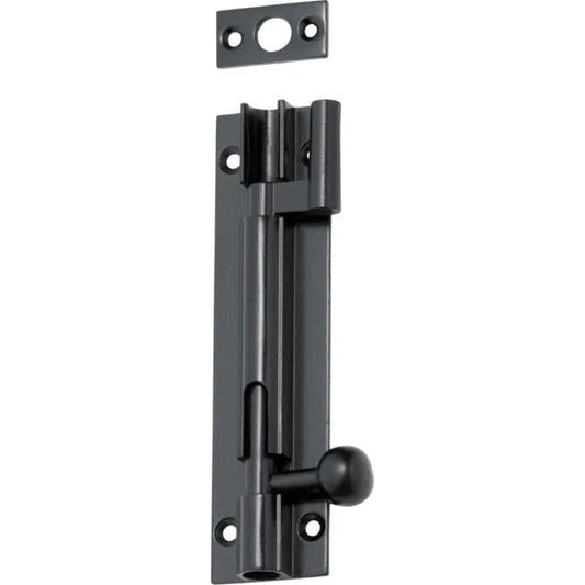 Tradco Barrel Bolt Offset Matt Black L100mm