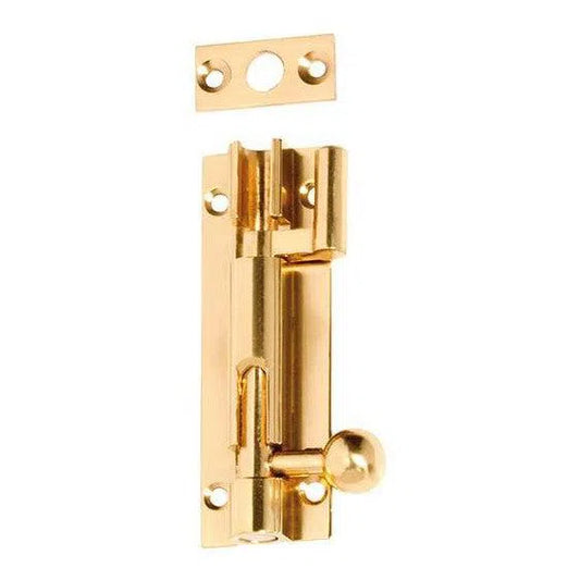 Tradco Barrel Bolt Offset Polished Brass L75mm