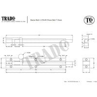 Tradco Barrel Bolt Satin Chrome L150mm