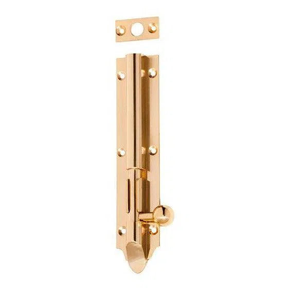 Tradco Barrel Bolt Victorian Long Throw Polished Brass L150mm