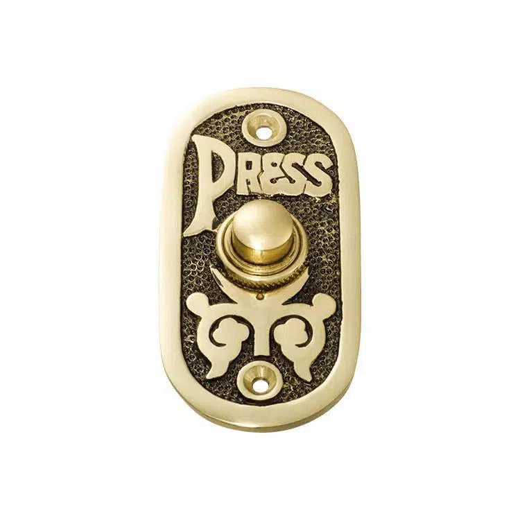 Tradco Bell Press Oval Polished Brass H80xW40mm