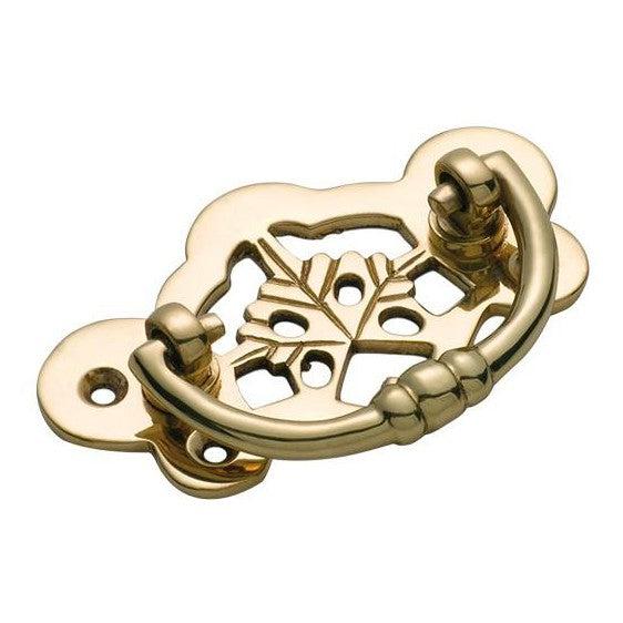Tradco Cabinet Pull Handle Maple Leaf Polished Brass H40xW70mm