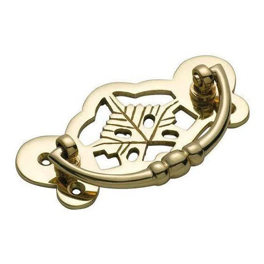 Tradco Cabinet Pull Handle Maple Leaf Polished Brass H45xW88mm