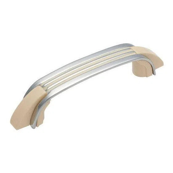 Tradco Cabinet Pull Handle Plastic Retro Ivory Chrome L110xW17xP24mm