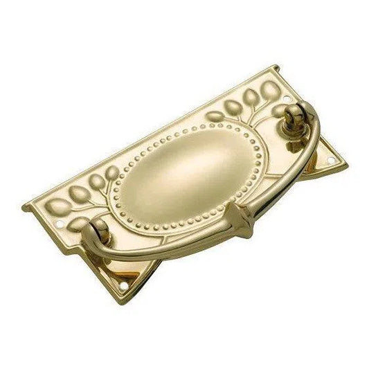 Tradco Cabinet Pull Handle Sheet Brass Edwardian Polished Brass H120xW55mm