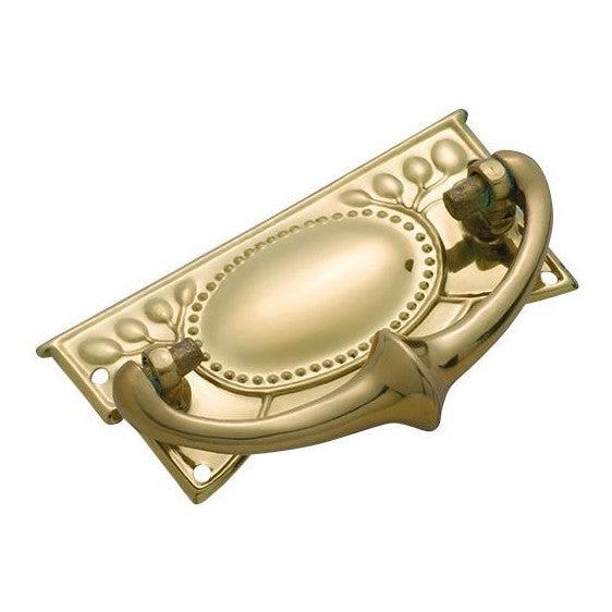 Tradco Cabinet Pull Handle Sheet Brass Edwardian Polished Brass H30xW65mm
