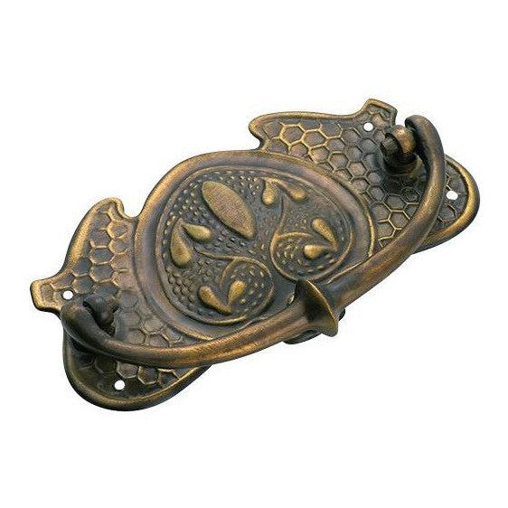Tradco Cabinet Pull Handle Sheet Brass Nouveau Antique Brass H65xW120mm