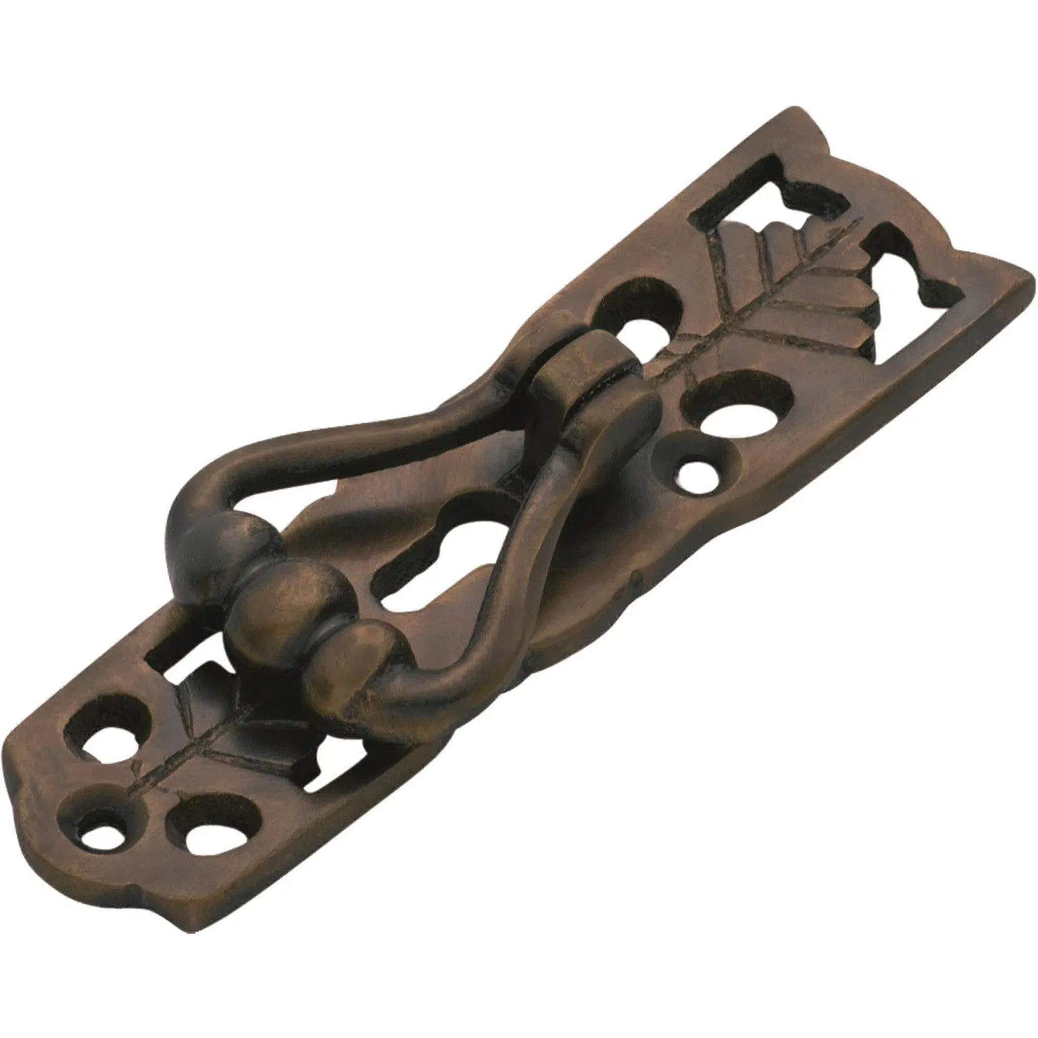 Tradco Cabinet Pull Handle Sheet Brass Pedestal Maple Leaf Antique Brass H78xW20mm