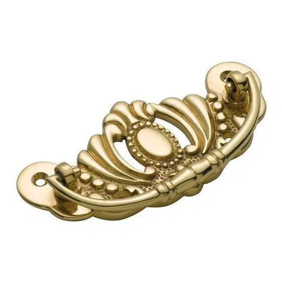 Tradco Cabinet Pull Handle Victorian Large Polished Brass H43xW98mm