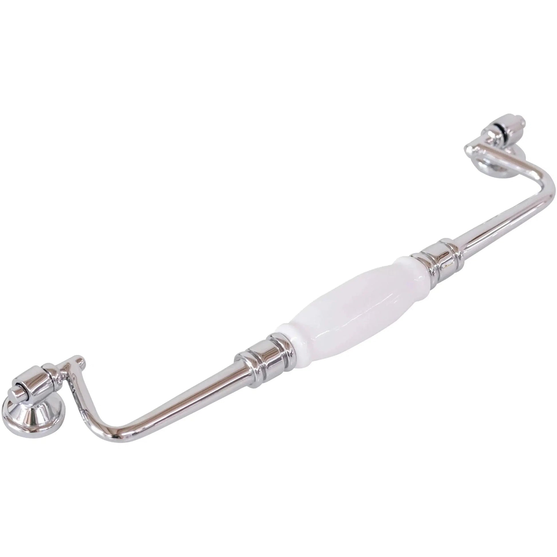 Tradco Cabinet Pull Handle White Porcelain Drop Pull Chrome Plated CTC256mm
