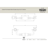 Tradco Cabinet Pull Handle White Porcelain Drop Pull Matt Black CTC160mm
