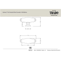Tradco Cabinet Pull Handle White Porcelain Matt Black L75xP42mm