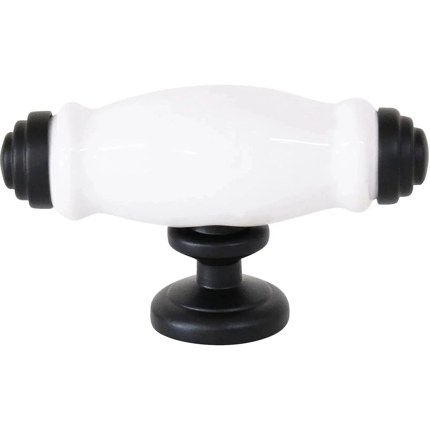 Tradco Cabinet Pull Handle White Porcelain Matt Black L75xP42mm