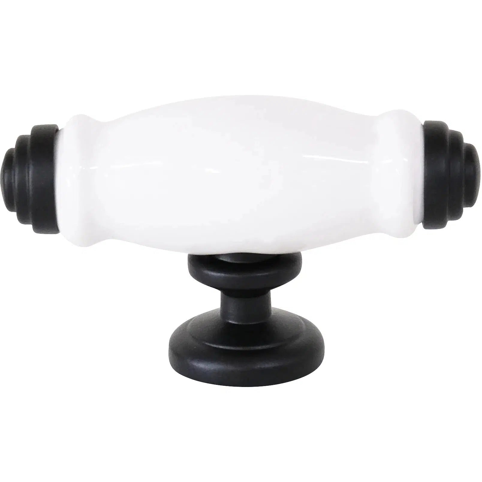 Tradco Cabinet Pull Handle White Porcelain Matt Black L75xP42mm