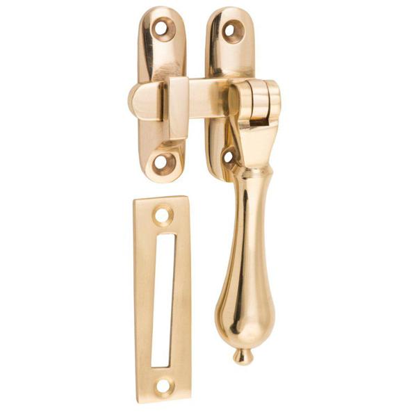 Tradco Casement Fastener Teardrop Long Throw Unlacquered Polished Brass
