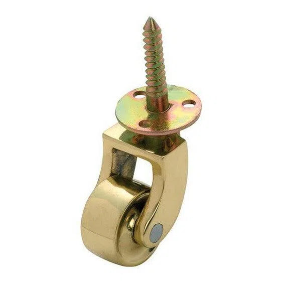 Tradco Castor Screw Plate Brass Wheel Polished Brass D25mm