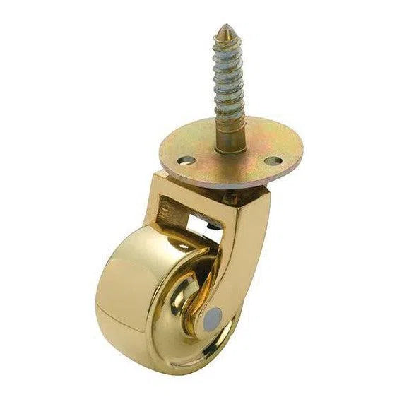 Tradco Castor Screw Plate Brass Wheel Polished Brass D32mm