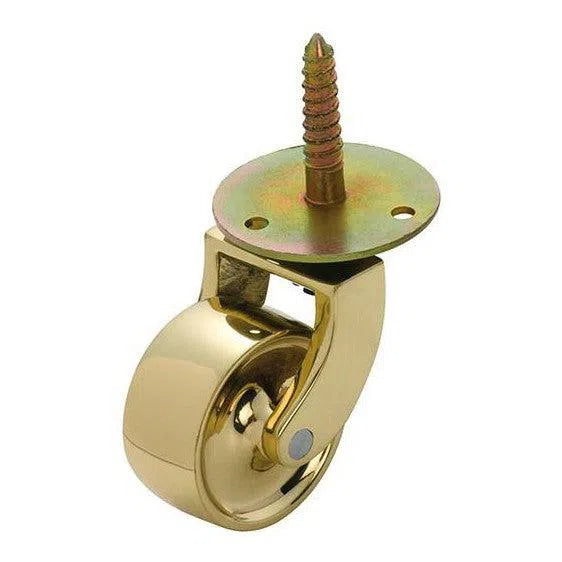 Tradco Castor Screw Plate Brass Wheel Polished Brass D38mm