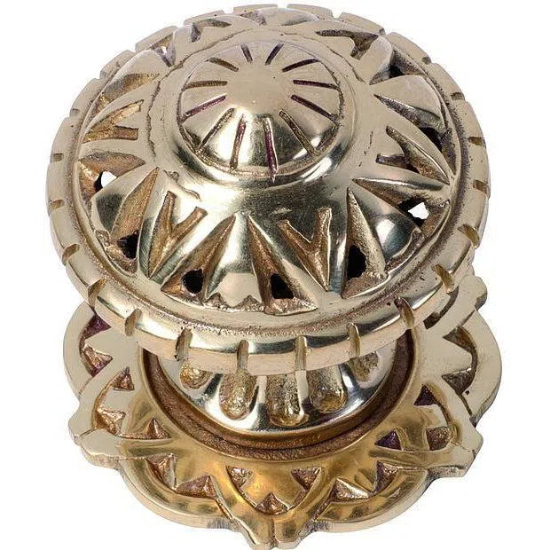 Tradco Centre Door Knob Filigree Polished Brass