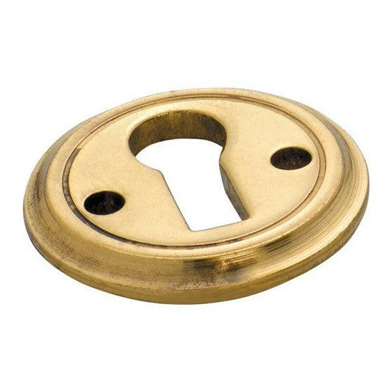 Tradco Cupboard Escutcheon Round Polished Brass