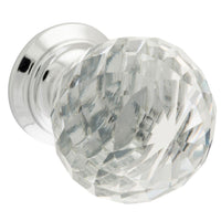 Tradco Cupboard Knob Diamond Clear Glass Chrome Plated D25xP35mm BP20mm