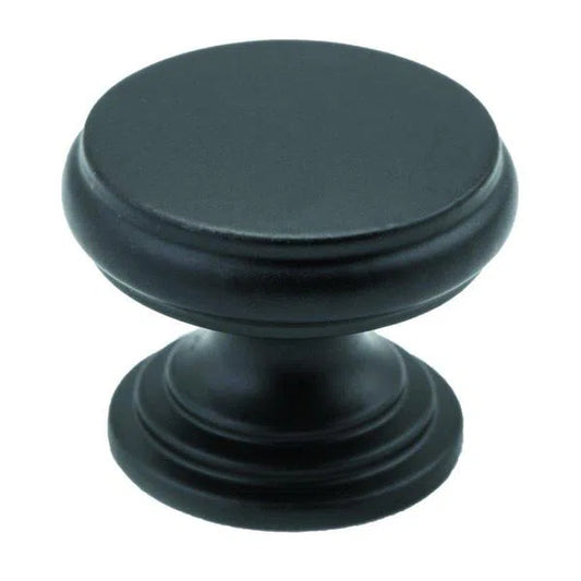 Tradco Cupboard Knob Flat Matt Black D25xP20mm