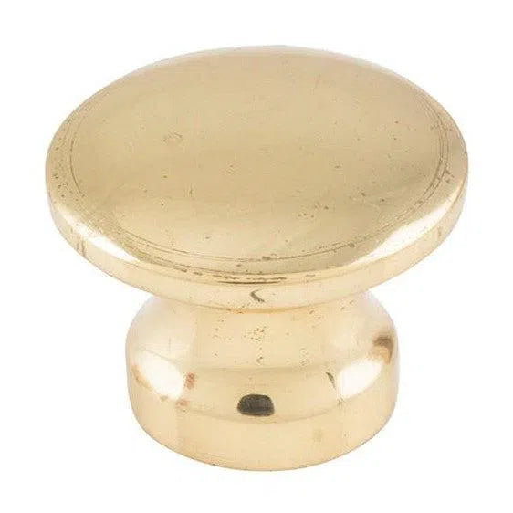 Tradco Cupboard Knob Flat Polished Brass D19xP14mm