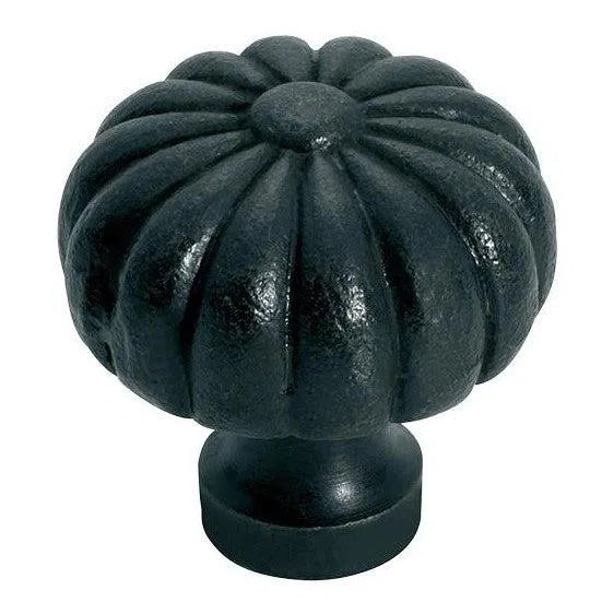 Tradco Cupboard Knob Fluted Iron Matt Black D38xP42mm