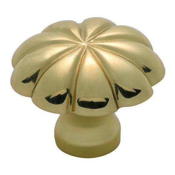 Tradco Cupboard Knob Fluted Polished Brass D35xP26mm