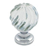 Tradco Cupboard Knob Fluted Swirl Glass Chrome Plated D38xP52mm