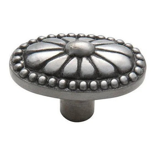 Tradco Cupboard Knob Ornate Iron Polished Metal H35xW54xP36mm