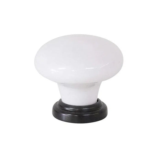 Tradco Cupboard Knob White Porcelain Antique Brass D32xP30mm
