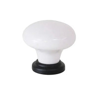 Tradco Cupboard Knob White Porcelain Matt Black D32xP30mm
