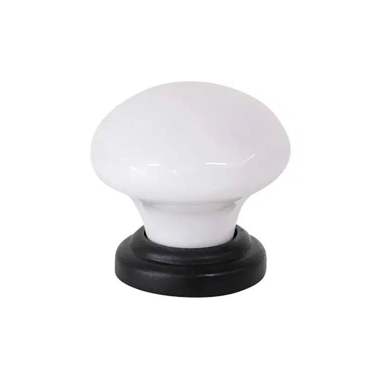 Tradco Cupboard Knob White Porcelain Matt Black D38xP36mm