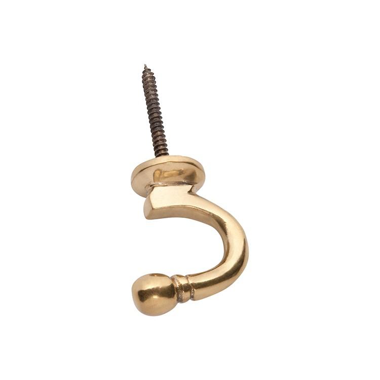 Tradco Curtain Tie Back Hook Standard Polished Brass P45mm