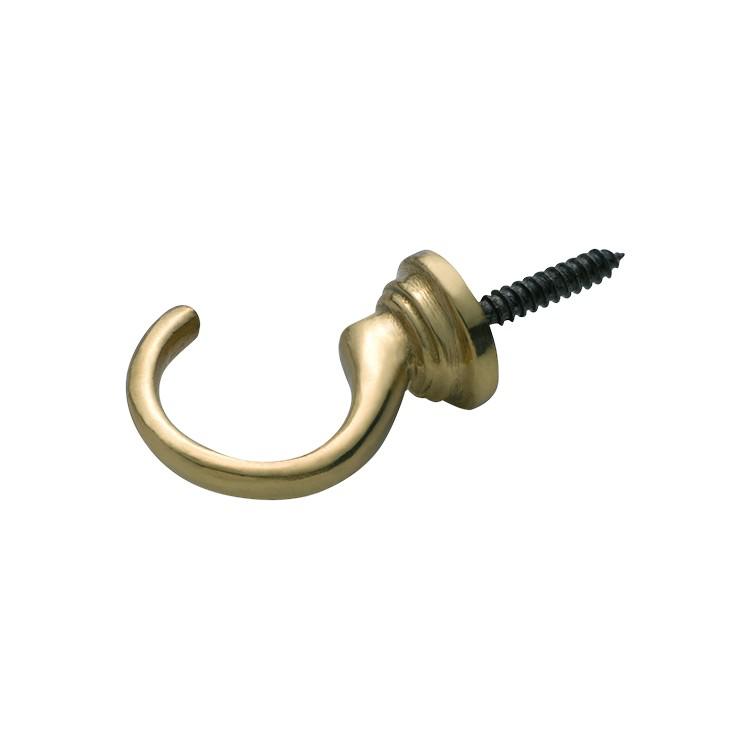 Tradco Curtain Tie Back Hook Standard Small Polished Brass P33mm