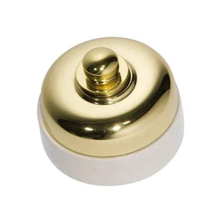 Tradco Dimmer Ivory Porcelain Base Polished Brass