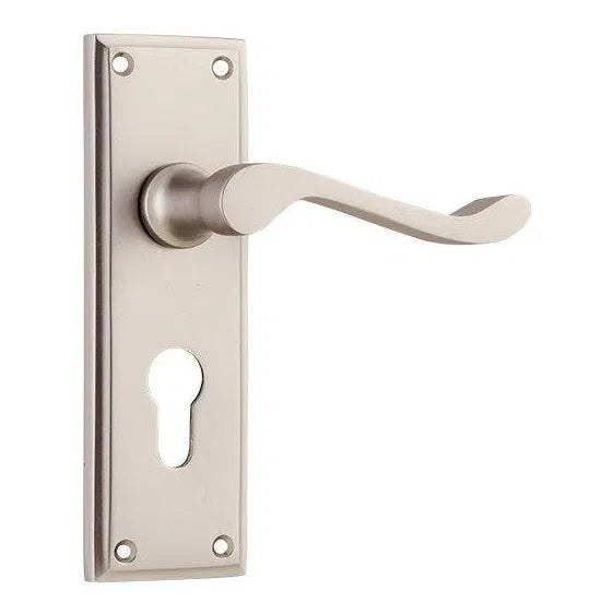 Tradco Door Handle Camden Euro Pair Satin Nickel