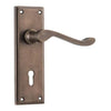 Tradco Door Handle Camden Lock Pair Antique Brass