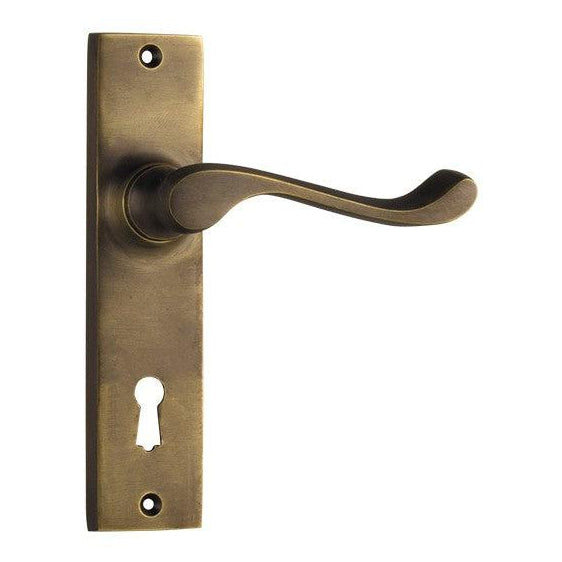Tradco Door Handle Fremantle Lock Pair Antique Brass