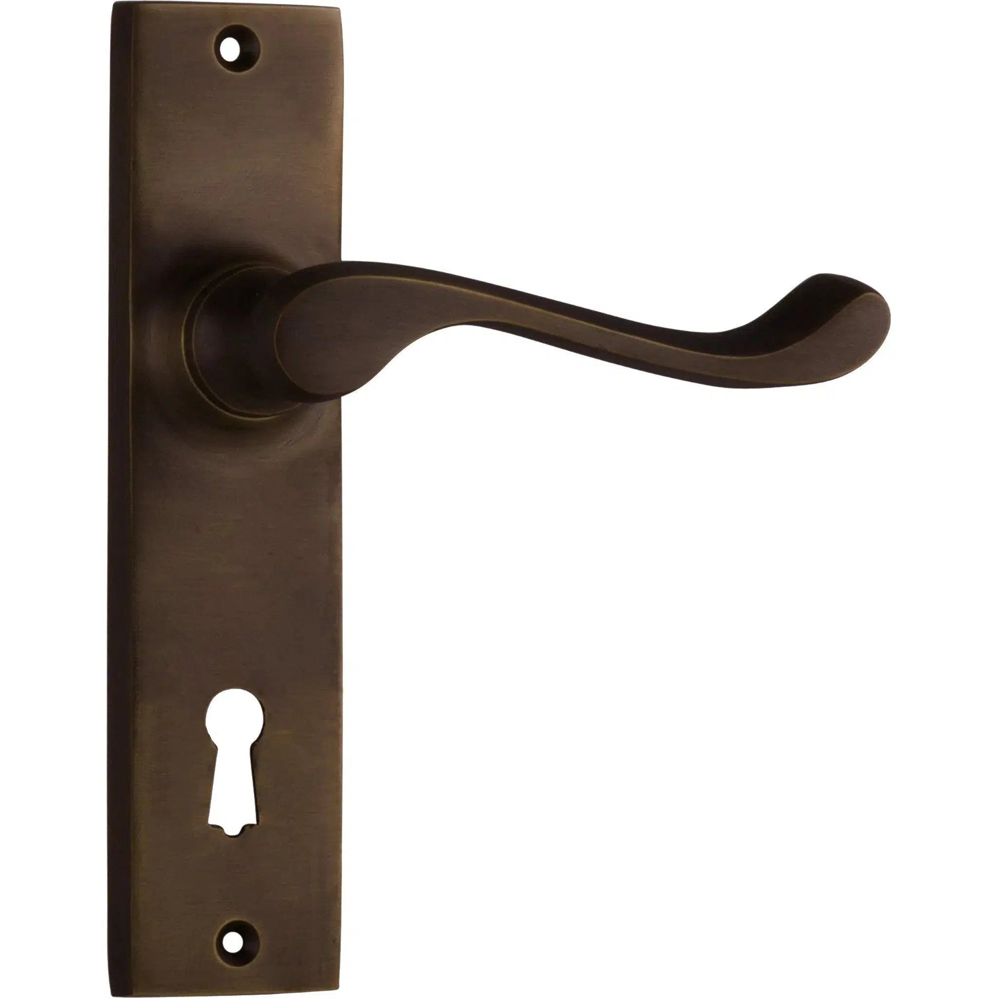 Tradco Door Handle Fremantle Lock Pair Antique Brass