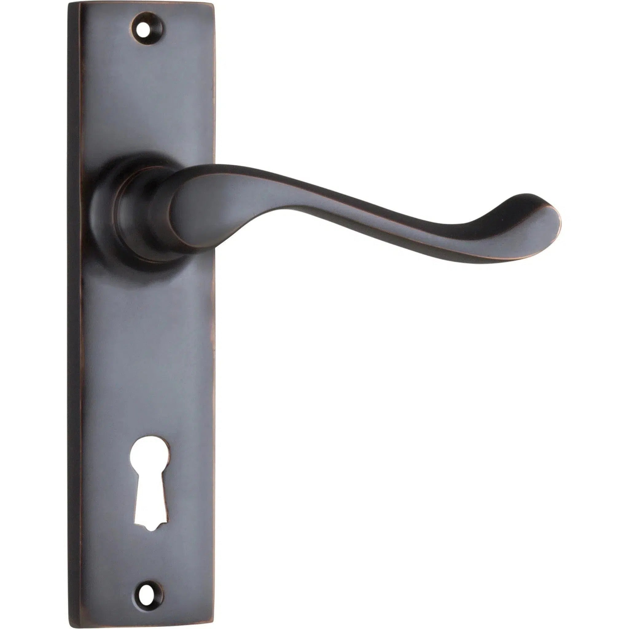 Tradco Door Handle Fremantle Lock Pair Antique Copper