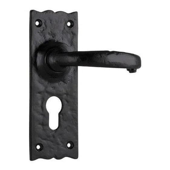 Tradco Door Handle Gloucester Iron Euro Pair Matt Black