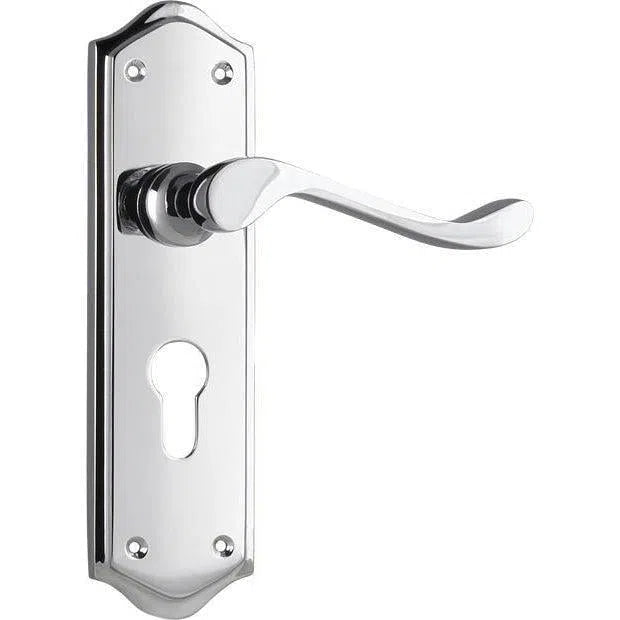 Tradco Door Handle Henley Euro Pair Chrome Plated