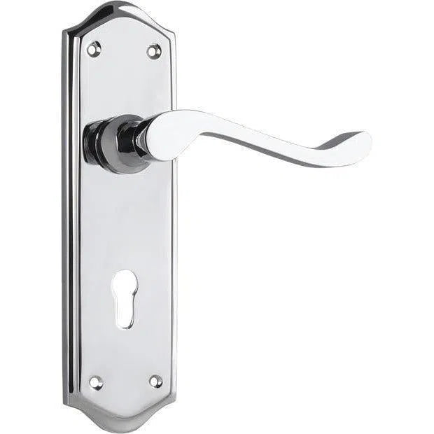 Tradco Door Handle Henley Lock Pair Chrome Plated